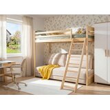  Drveni dječji krevet na kat Savio na razvlačenje - 90x200/140x200 cm - svijetlo drvo - Madrac PE pjena 8 cm-spužvasti madrac | shoptok.hr