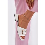 VINCEZA Elegant Women's Mules On A Block Heel With A Gold Detail | ePonuda.com
