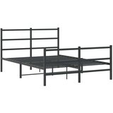 vidaXL Kovinski posteljni okvir z vzglavjem in vznožjem črn 135x190 cm | Shoptok.si