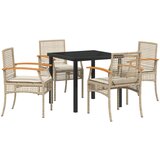 vidaXL Set od 5 za vanjsko objedovanje s jastucima Bež poli ratan | shoptok.hr
