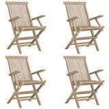 Maison Chic Zložljivi Vrtni Stoli - Stol za vrti 4 kosi sivi 56x61x89 cm trdna tikovina JS2877, (21876180) Cene