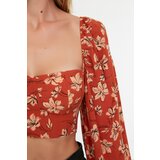 Trendyol Cinnamon Floral Patterned Viscose Blouse narandžasta | krem | tamnocrvena | ePonuda.com