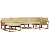  Set vanjskih sofa 6 kom. Prirodna i bež Čvrsto drvo akacije Smeđa 329 x 170,5 x 73 cm | Shoptok.si
