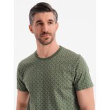 Ombre Men's full print knit shirt - olive | Shoptok.si