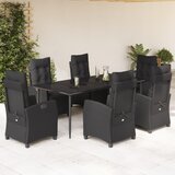 vidaXL 7-dijelni vrtni blagovaonski set s jastucima crni od poliratana | shoptok.hr