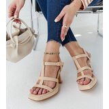 Gemre Light beige eco-leather block heel sandals Pirjo | Shoptok.si