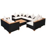 Poli 9-dijelna vrtna garnitura od poliratana s jastucima crna | shoptok.hr