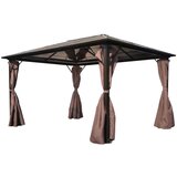 vidaXL Sjenica sa zavjesom smeđa od aluminija 400 x 300 cm | shoptok.hr