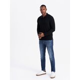 Ombre Structured men's polo longsleeve with patch - black | Eponuda.ba