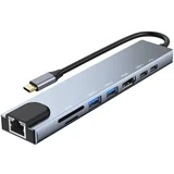 usb-c hub KT-801G 8-u-1 sa 4K hdmi, lan i pd punjenjem