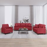 The Living Store Sedežna garnitura z vzglavniki 3-delna vinsko rdeče um. usnje - Sedežna Garnitura, (21449120) | Shoptok.si