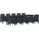  Vrtni Trpezarijski Set Od 11 Dijelova Antracit Poli Ratan Vrtni Stol Antracit 150x100x73 cm Poli Ratan Vrtne Stolice 2 kom Ant | shoptok.hr