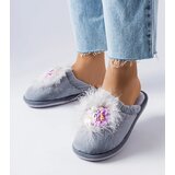 Gemre Gray warm slippers with flowers Moly | Shoptok.si