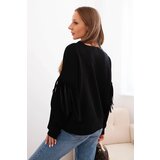 Kesi Włoski Women's butter-colored sweatshirt with decorative sleeves black | Shoptok.si