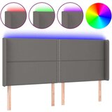  Posteljno vzglavje sivo 163x16x118/128 cm umetno usnje, (20953111) | Shoptok.si