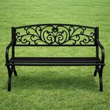  Vrtna klupa za terasu, metalna, s 2 sjedala, ukrašena, crna, 127 cm | shoptok.hr