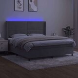  Krevet box spring s madracem LED svjetlosivi 160x200 cm baršun | shoptok.hr