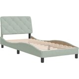  The Living Store Posteljni okvir z vzglavjem svetlo siv 90x200 cm žamet - Posteljni Okvir, (21488210) | Shoptok.si