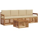  Set vanjskih sofa 5 kom. Prirodna i bež Čvrsto drvo akacije 59 x 59 x 37 cm | shoptok.hr