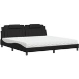 vidaXL Postelja z vzmetnico črna 200x200 cm umetno usnje, (21143003) | Shoptok.si