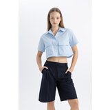 Defacto Cool Oversize Fit Pocket Detailed Crop Short Sleeve Shirt | ePonuda.com