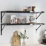 Zidne police 2 kom 100 x 40 cm crne nehrđajući čelik | shoptok.hr