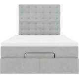 vidaXL Otomanski posteljni okvir z vzmetnicami siv 120x190cm žamet | Shoptok.si