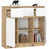 AKORD Komoda, 2 Vrata, 3 Predali In 1 Polica, Hrast Artisan/Bela, (5000332289) | Shoptok.si