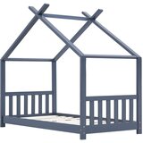  Otroški posteljni okvir siv iz trdne borovine 70x140 cm, (20650796) | Shoptok.si