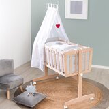 Roba Zibelka iz masivne bukve na koleščkih/z ogrodjem za baldahin 40x90 cm v naravni barvi Adam and Owl – | Shoptok.si