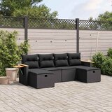  6-dijelni set vrtnih sofa s jastucima crni od poliratana Crna 61.5 x 62 x 69 cm | shoptok.hr