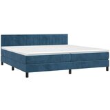  Box spring postelja z vzmetnico temno modra 200x200 cm žamet | Shoptok.si