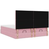 vidaXL Otomanski posteljni okvir z vzmetnicami roza 200x200cm žamet | Shoptok.si