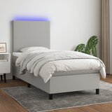 The Living Store Box spring postelja z vzmetnico LED svetlo siva 80x200 cm blago - Box Spring Postelja, (21503763) Cene