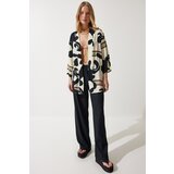  women's black bone patterned viscose kimono Cene