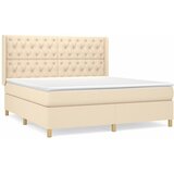  Krevet s oprugama i madracem krem 160x200 cm od tkanine | shoptok.hr