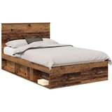  Okvir za krevet s uzglavljem Staro drvo 135 x 190 cm | shoptok.hr