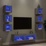  Komplet TV omaric LED 8-delni siva sonoma inženirski | Shoptok.si
