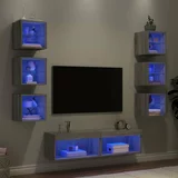  Komplet TV omaric LED 8-delni siva sonoma inženirski