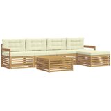 vidaXL Zunanja garnitura za sedenje 7 pcs Bela in krem Poliester, (5000270601) | Shoptok.si