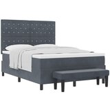 vidaXL postelja z vzmetnico in klopjo temno siva 140x200 cm žamet | Shoptok.si