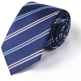 INF Klasična kravata iz poliestrske svile Blue + white stripes, (22104777) | Shoptok.si