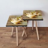 Hanah home 2Shp307 - Beige BeigeGreenCreamRed Nesting Table (2 Pieces) | ePonuda.com