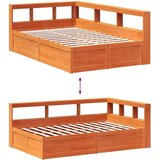  Krevet s regalom za knjige bez madraca 140 x 190 cm od borovine | shoptok.hr