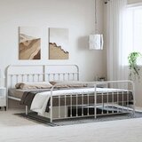  Metalni okvir kreveta uzglavlje i podnožje bijeli 193 x 203 cm | shoptok.hr
