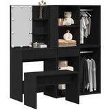 vidaXL set toaletnog stola s LED-om Crni hrast Inženjersko drvo, LED toaletni stol, crni hrast, 60x40x140 cm, izrađen od inženjerskog drveta, Crni hrastovani kozmetički ormar 80x40x75 cm izrađen od inženjerskog drveta, Crni hrastovni kozmetički ormar - 80x40x65 cm, izrađen od inženjerskog drveta, toaletna stolica crnog hrasta 70x35x45 cm izrađena od inženjerskog drveta | shoptok.hr