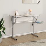 vidaXL Delovna miza bela in siva 110x53x(58-87) cm inžen. les in jeklo | Shoptok.si
