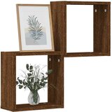  Zidne kockaste police 2 kom smeđi hrast 30x15x30 cm | shoptok.hr