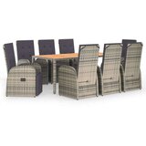 vidaXL 9-dijelni vrtni blagovaonski set sivi od poliratana | shoptok.hr