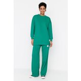 Trendyol Dark Green Crew Neck Knitted Tracksuit Set with Ornamental Label | shoptok.hr